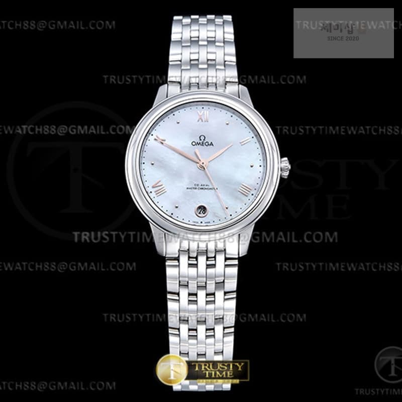 Omega VS공장 오메가 드 빌 스틸 화이트자개다이얼 로즈골드인덱스 브레이슬릿 De Ville Prestige 34mm SS_SS M-Wht_RG VSF A8800 시계
